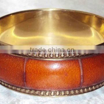 Brown Color Bone Designer Bangle With Brass Frame 10592, Indian Handmade Bone Brass Designer Women Bangle