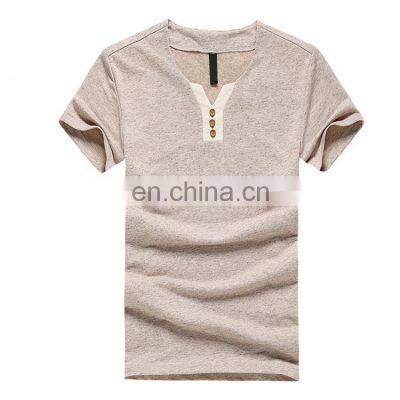 2021 Fashion Wholesale Cotton Hemp Casual Slim Solid T Shirt For Men