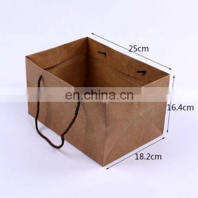 Environmental Friendly Recyclable Custom Logo Printed Kraft Brown Paper Gift Shopping Carrier Bag with Twisted Handles