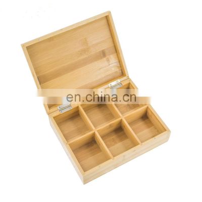 Natural Bamboo Tea Bag Organizer Box Organizers and Storage Royal House Drawer Organizer Tea Box 6 Compartments