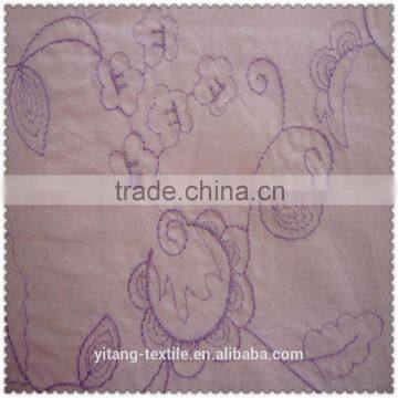 purple big flower embroidered cotton fabric