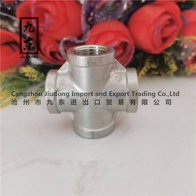 Female Threaded Stainless Steel 4 Way Cross Pipe Fittings Malleable Cross