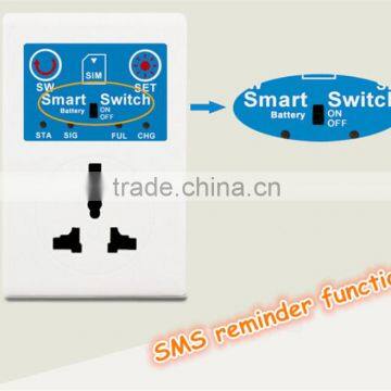 2000W Universal Outlet GSM Remote Control Smart Power Socket with 500MAH Lithium Battery for Power Down & Resume SMS Reminding