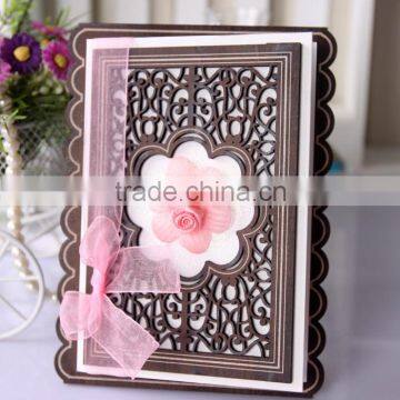 High Quality Fancy Design Wooden Laser Cut Wedding Invitation Card