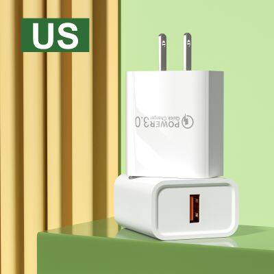 2022 Hot Selling 3A Quick Charge 3.0 USB Charger EU US Wall Mobile Phone Charger Adapter for IPhone for Huawei photo-5