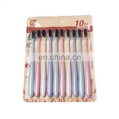 Wheat Straw Biodegradable Plastic  Soft Bristle Charcoal Toothbrush 10 pack