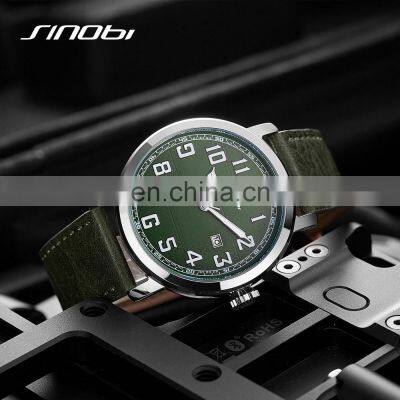 SINOBI Classic Man Wristwatch with Luminous Hands and Numbers and Calendar Window Sports Watch Luxury Montre Homme