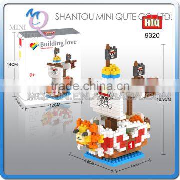 Mini Qute HIQ Anime One piece Thousand Sunny Going Merry pirate ship plastic building cartoon model educational toy NO.9320