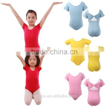 Bowknot Back Spandex Red Kids Ballet Leotards