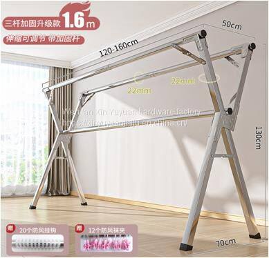 Stainless Steel X Type Floor Folding Retractable Drying Rack Household Balcony Drying Rack photo-2