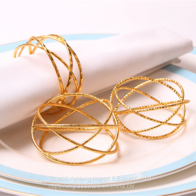 Alloy Napkin Holder Gold Hollowed Cross Napkin Ring For Party Feast Table Decoration