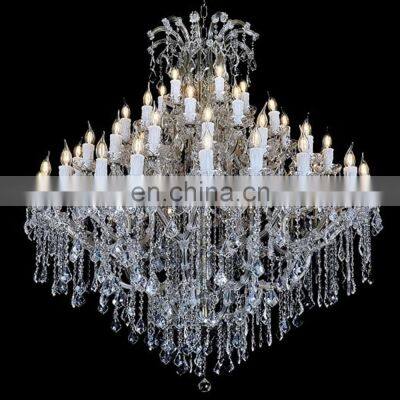 Custom Modern Hotel Lobby Banquet Lighting Design Luxury Golden Chrome Large Maria Theresa Crystal Chandelier