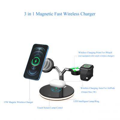 3 in 1 Quick Charge Desktop Wireless Charger Multi-Function Magnetic Charger for IPhone Recommended photo-6
