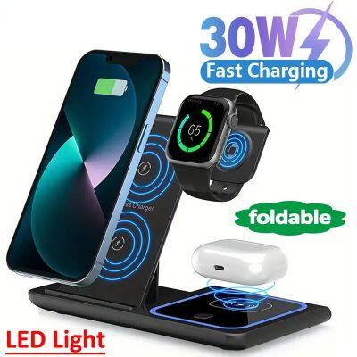 Universal Desk Multi Function Portable Foldable Phone Fast Charging Station 15W 3 In 1 Wireless Charger Pad For Iphone