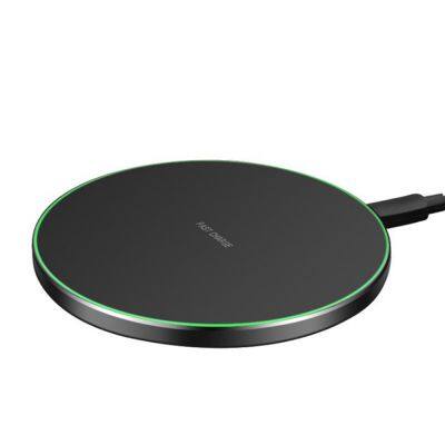 2024 New Arrival Fast 15W Portable Wireless Charger Pad Mobile Charger Black Aluminum Alloy Charger Plates