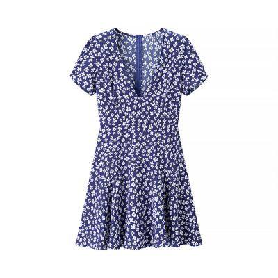 2025 New Short Sleeved Floral Skirt European and American V-neck Ruffle Edge Fake Style Dress photo-5
