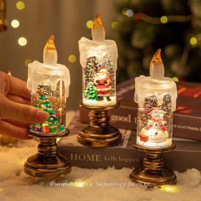Snow Globe Candle Decor - 2025 LED Flameless Lights Crystal Ball for Bulk Christmas Party Decor