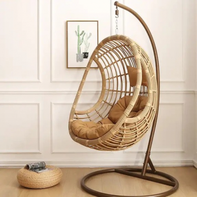 Modern Eco-Friendly PE Rattan Egg Shaped Hanging Chair Factory Price Patio Garden Swing Chair photo-2