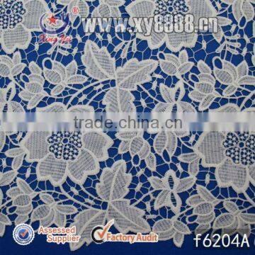 Foshan Xingyu Manufacturer 100% Poly Embroidery Chemical Lace fabric F6204A