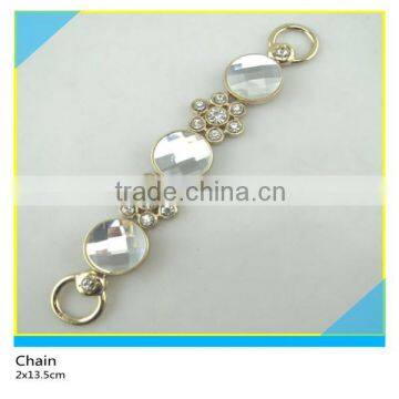 Glass Stone Chian Gold Base Round Mix Flower Design Rhinestone Chian Belt 2x13.5cm