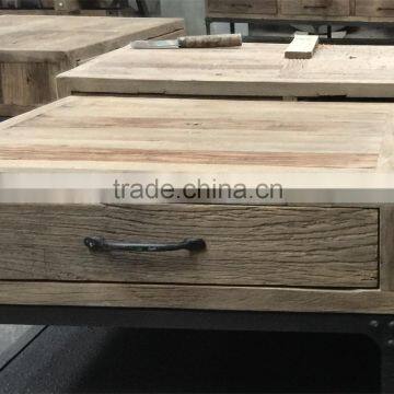 RE-1527 Industrial Furniture Recycled Wood Metal Frame Coffee Table photo-3