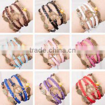 Fashion Jewelry, Cheap Promotional Handmade Infinity Symbol Leather Bracelet Designs photo-3