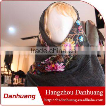 High quality fashionable voile both sides embroidered scarf shawl stylish muslim hijab                        
                                                Quality Choice