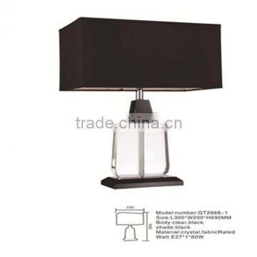 modern k9 crystal table lamp&home table lighting with square black fabric shade