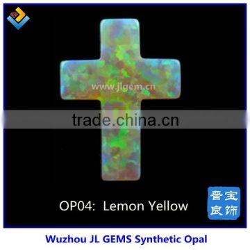 Wholesale Synthetic Lemon Yellow Cross Opal Stone For Sale