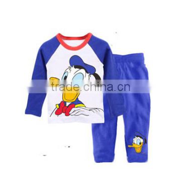 super quality polar clothing sets,boys pajamas duck printing, children long sleeve out wear, toddler bodysuit,boy kids wear