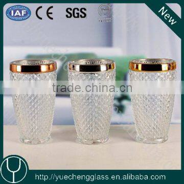 elegant durable machine made water glass with gold rim custom made                        
                                                                                Supplier's Choice