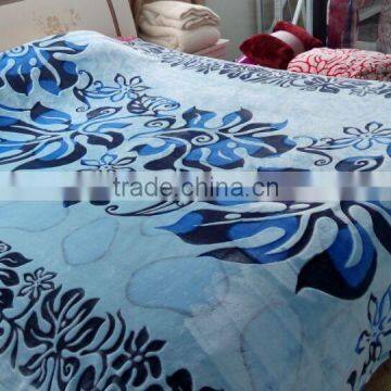 Very popular 1ply cut flower flannel with sherpa mink throw blanket plush quilt