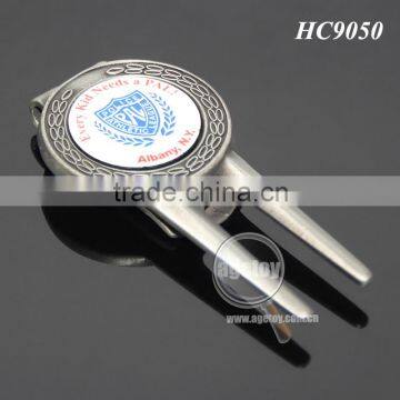 New York League Team Souvenir Print Logo Custom Alloy Antique Silver Plated Metal Golf Divot Tool