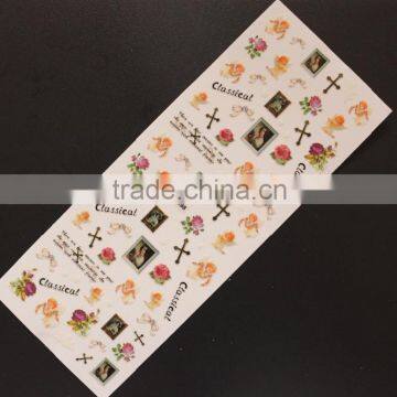 temporary nail tattoo stickers, cute pattern portrait nail stickers, cross stickers