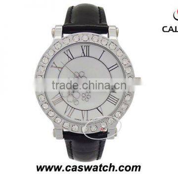 Ladies diamond watch with flower dial