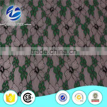 Warp knitted jacquard technics nylon polyester multicolor lace fabric for beautifu evening dress material