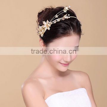 elegant flower adult wedding bridal headband with pearls