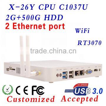 C1037u virtual computer ,thin client wifi ,host machine , X-26Y fanless mini pc 2 lan ports !!