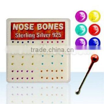 925 sterling silver nose bones with metal plating