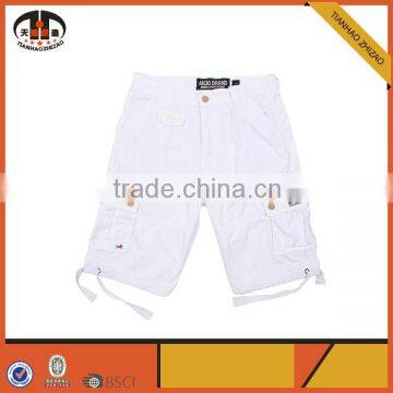 Pure White Mens Microfiber Shorts with Elastic Waist for Sale