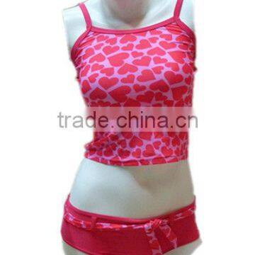 girls two pieces lovely swimwear with elastic top and frill bottom