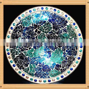 15-45cm Round Blue Color Mosaic Pattern hand painted decorative glass plate