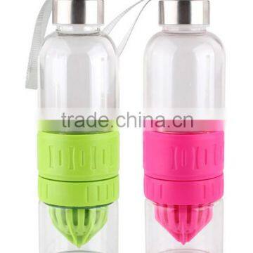 Bpa Free Food grade fruit infuser glass fruit infuser sport water bottle 500ml