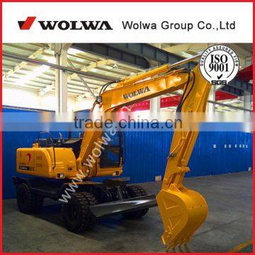 Wolwa excavator machine 8 ton wheel excavator with 0.3CBM bucket DLS880-9A