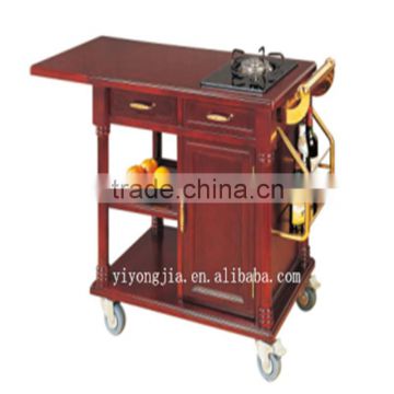 High quality wooden flambe trolley with single sides