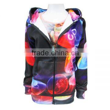 Jellyfish pattern hoodie /double pocket hoodie /100% fleece hoodie