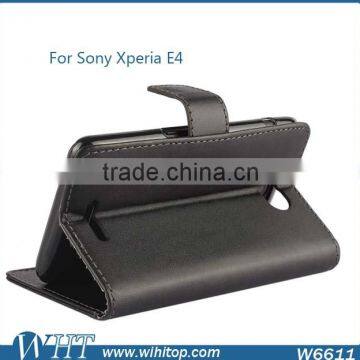 New Arrival Luxury Genuine Leather Folio Style for Sony Xperia E4 Wallet Case With Stand photo-5