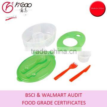 SALAD TO GO - 6 PIECE SALAD BOWL SET WITH ICE CHAMBER AND SALAD DRESSING CONTAINER (BENTO LUNCH BOX STYLE)