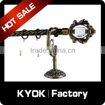 KYOK high quality double curtain rod accessories , 28mm polished curtain curtain rod price