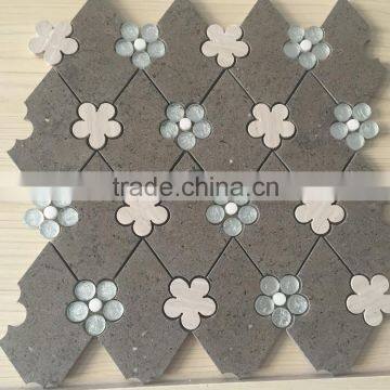 Dark Grey Marble Flower Mosaic Tile